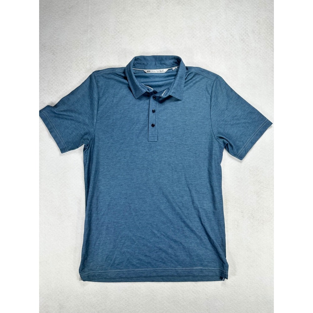 Travis Mathew The Zinna Golf Polo Shirt Medium Blue Heather Pima Short Sleeve M